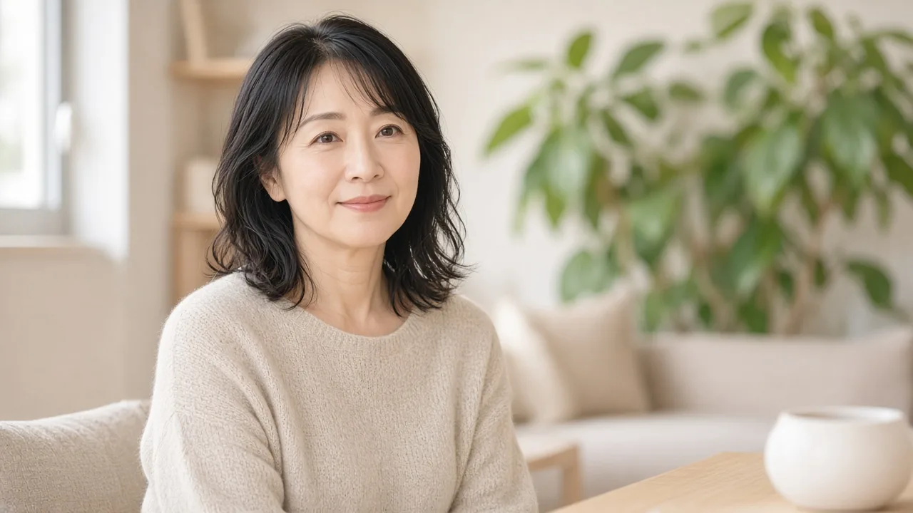 施術後に安心した表情で微笑む女性
